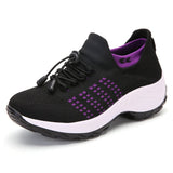 Printemps et été pour femmes nouvelles baskets en tricot volantes décontractées - Zelchyss-CJBHNSNS32552-Black purple-35