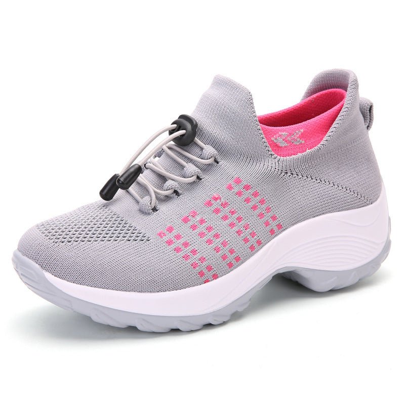 Printemps et été pour femmes nouvelles baskets en tricot volantes décontractées - Zelchyss-CJBHNSNS32552-Grey pink-35